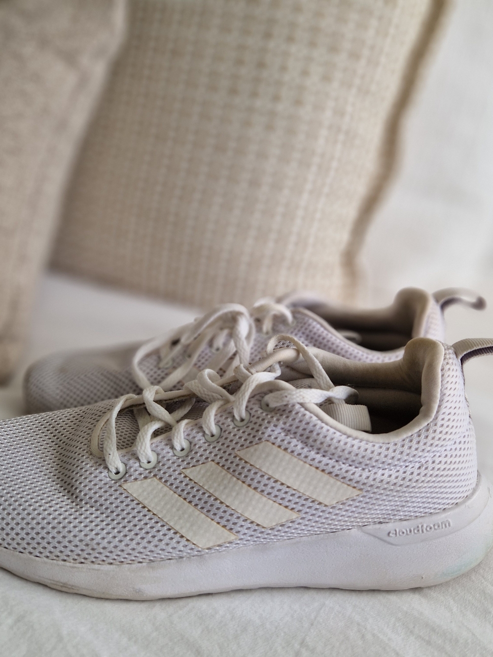 adidas Kids Light Beige Mesh Lace-Up Sneakers